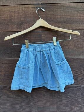 Girls Blue Elastic-Waist Denim Skirt